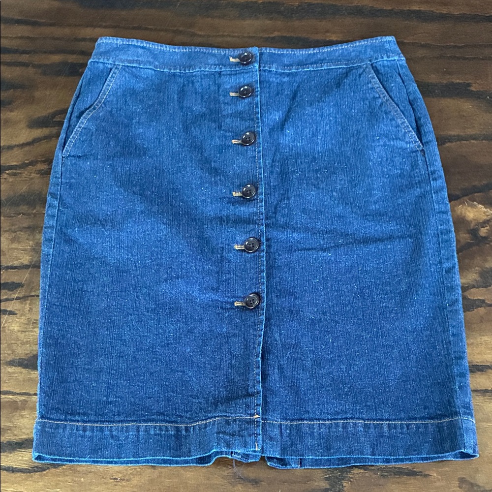 Talbots Blue Button-Front Pencil Skirt